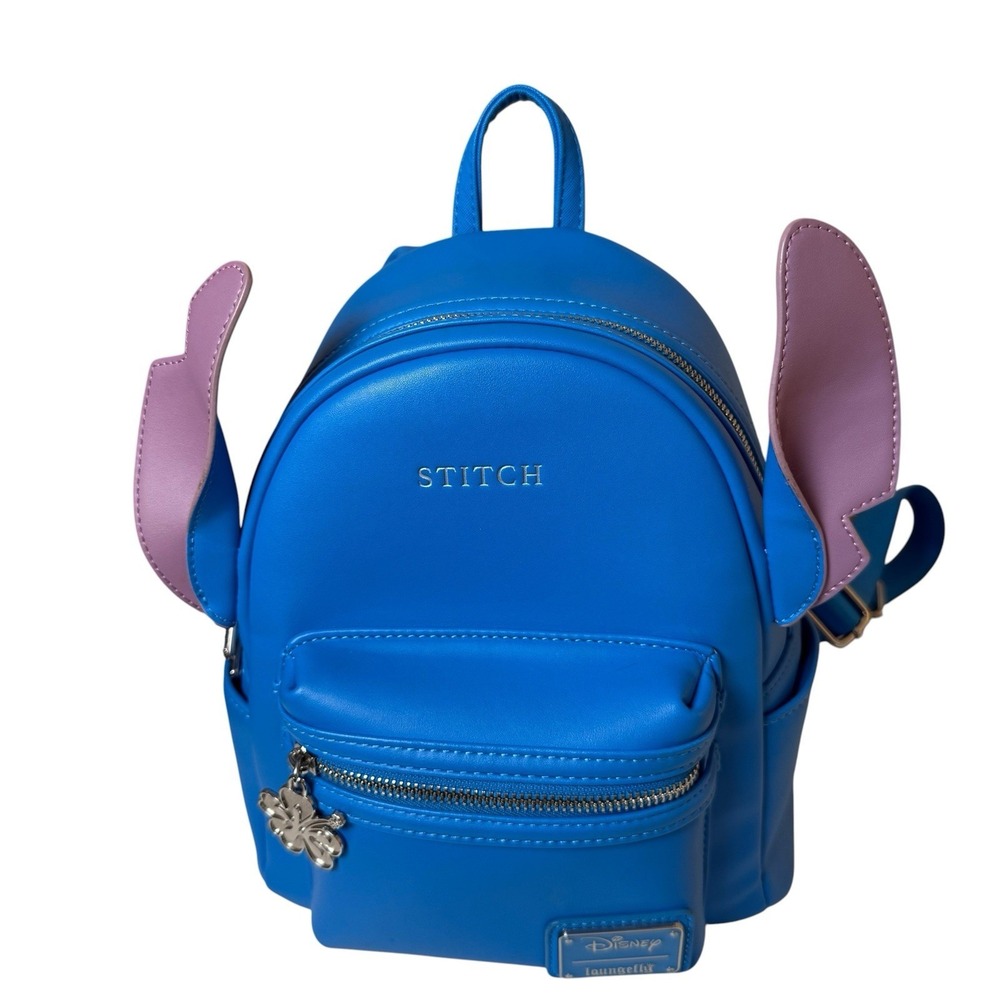 Loungefly Disney Lilo & Stitch Figural Mini Backpack 3D Ears Minimalist Blue